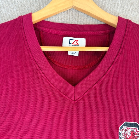 Cutter& Buck South Carolina Gamecocks V Neck Sweater Vest L/G Burgundy - Picture 9 of 12